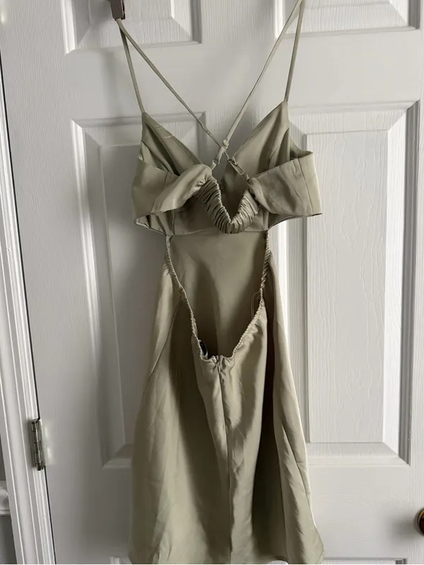 Princess Polly Sage Satin Cutout Mini Dress - Image 3