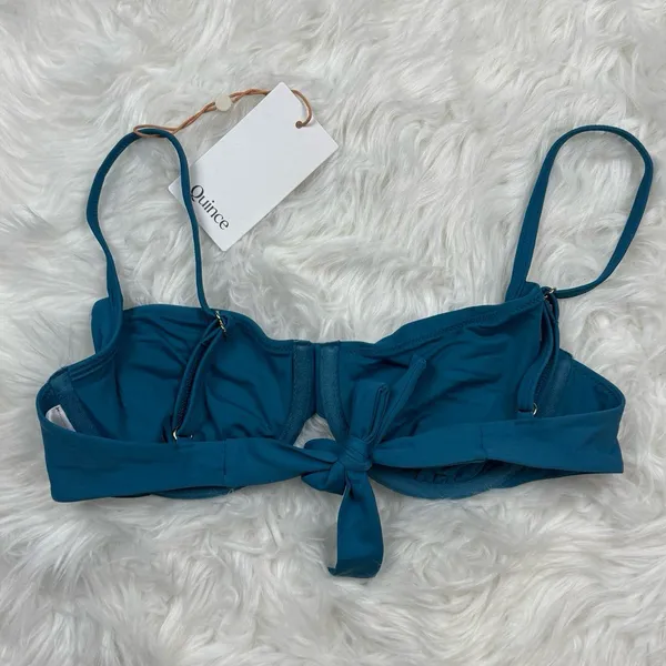Quince Italian Demi Bikini Top Lagoon Teal Blue Size Small - Image 7