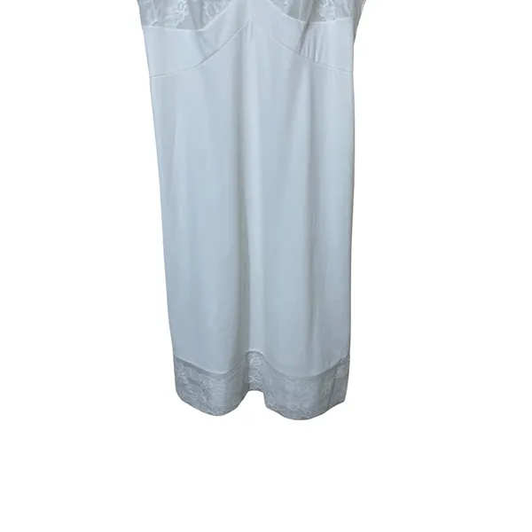 Vanity Fair White Lace Trim Slip‎ Dress Adjustable Straps Lingerie Intimates - Image 3