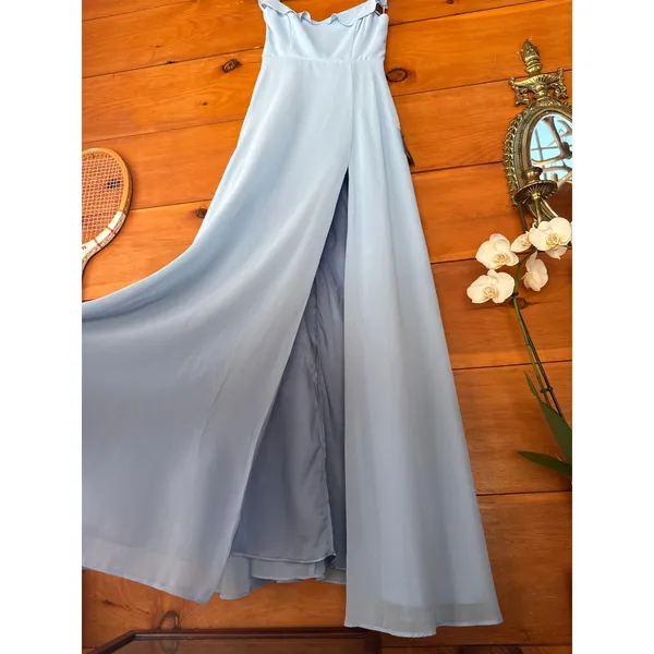 NWT Lulus Dreamy Admiration Light Blue Ruffled Maxi Dress Bridesmaid Formal XS - Image 6