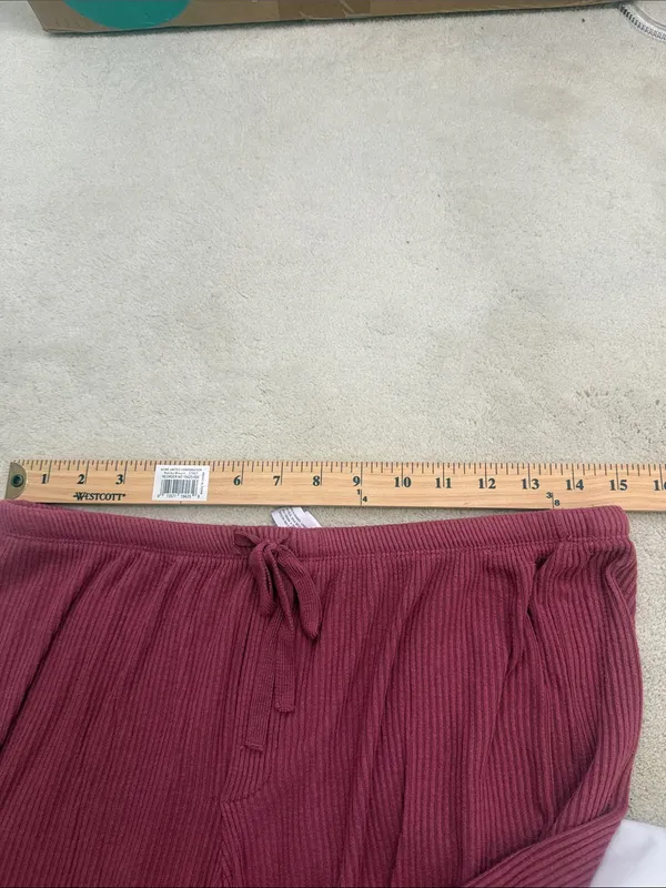 Auden Women's Cozy Ribbed Wide Leg Pants - Rose Pink Size Medium - Image 9