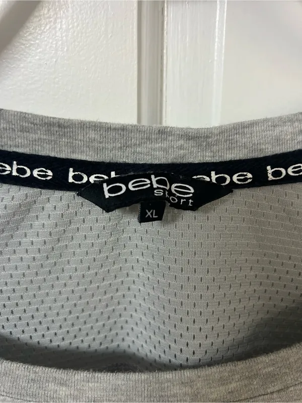bebe Gray Sport Logo Cropped Tee - Image 4
