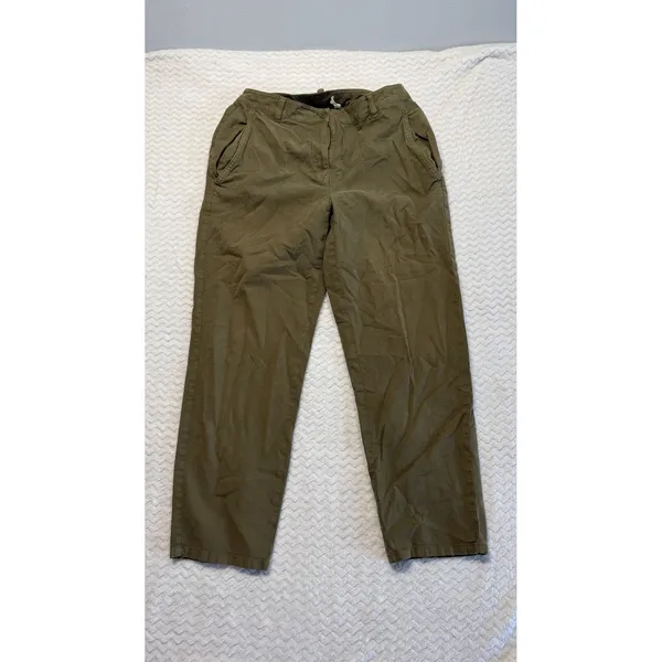 Eileen Fisher Olive Green Organic Cotton Hemp Straight Leg Utility Pants Size 2 - Image 2