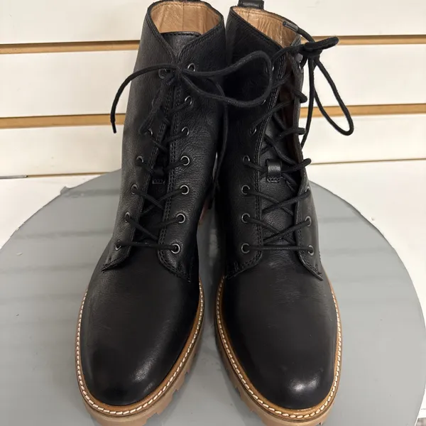 Madewell Black Leather Boots Women's Sz 8.5 Lug The Clair Lace-Up Combat Comfort - Image 7