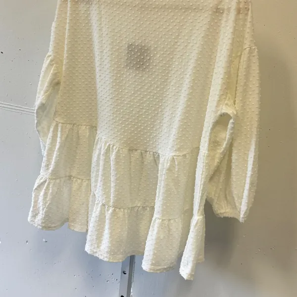 NWT‎ Blu Pepper White Swiss Dot Tiered Babydoll Top Balloon Sleeve BIST1105 Med - Image 5