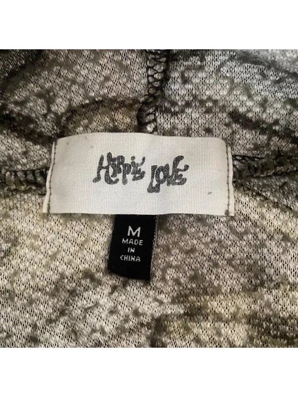 Hippie Rose Camo Fuzzy Sherpa Cropped Hoodie Sweatshirt Green Gray M - Image 3