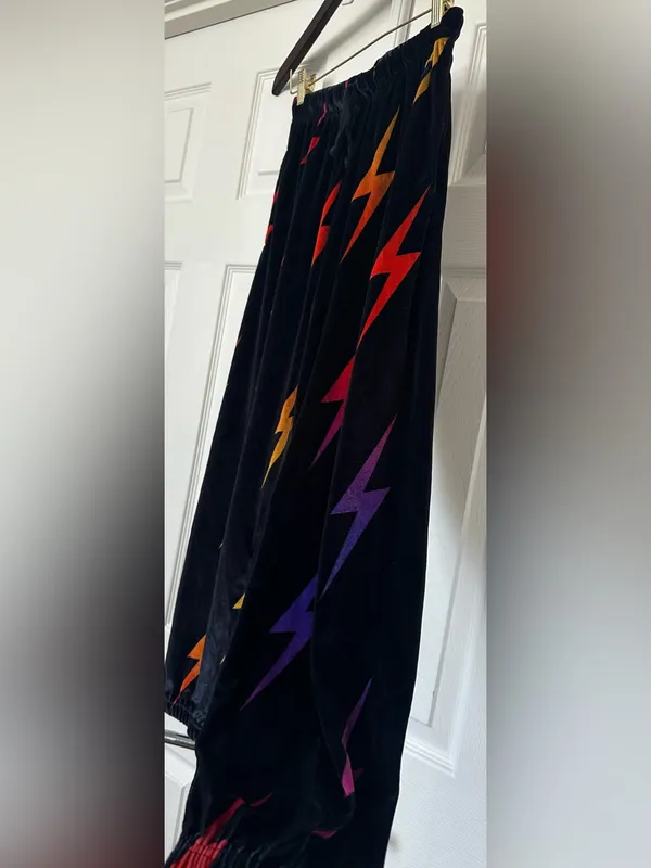 Aviator Nation Black Velvet Hoodie and pants set Multicolor Lightning Bolt - Image 9
