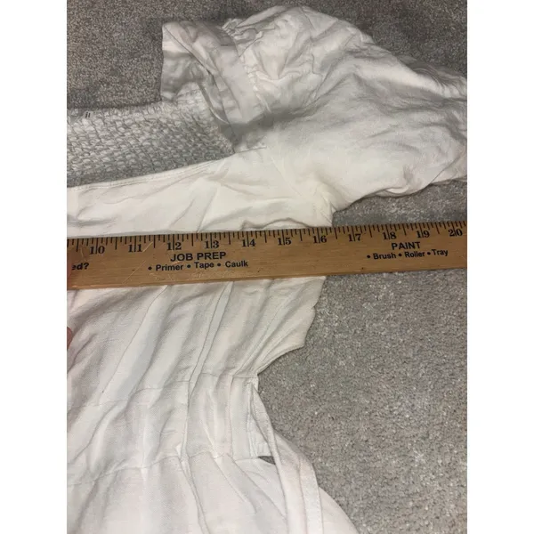 astr the label dress white linen blend‎ L square neck - Image 7