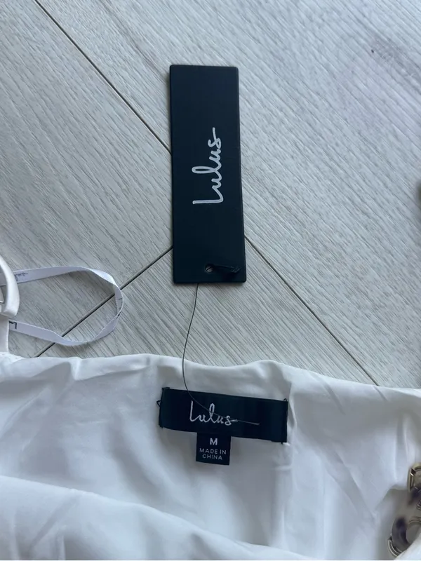 Lulu's White Satin Chain Strap,Slip Midi with Side Slit Size Medium - Image 11