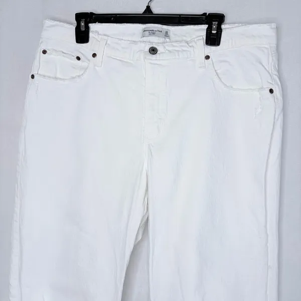 Abercrombie & Fitch White Baggy Low Rise Jeans - Image 5