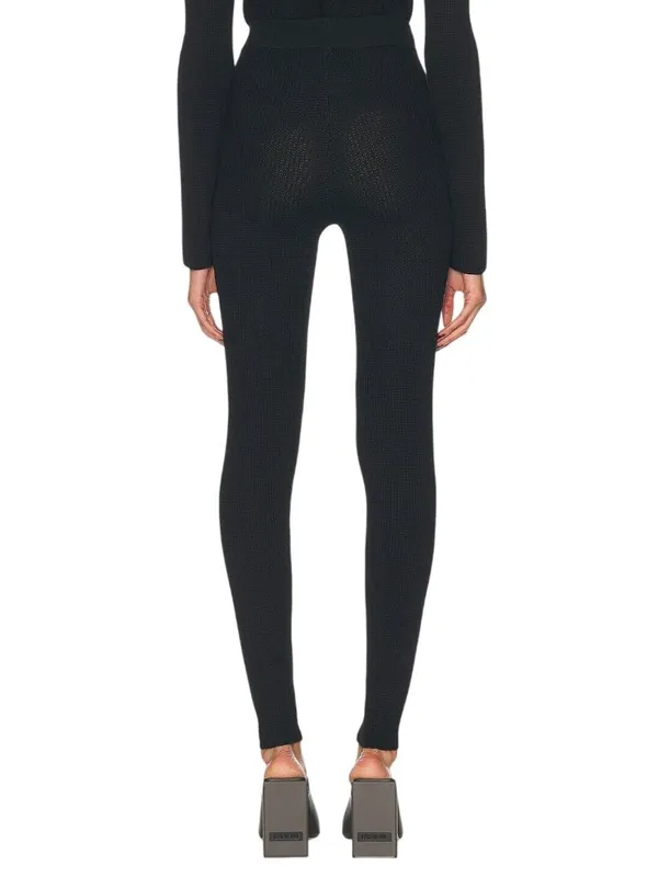 Fear of God ESSENTIALS Waffle Leggingsin Black Large New Womens Knit Pants - Image 2