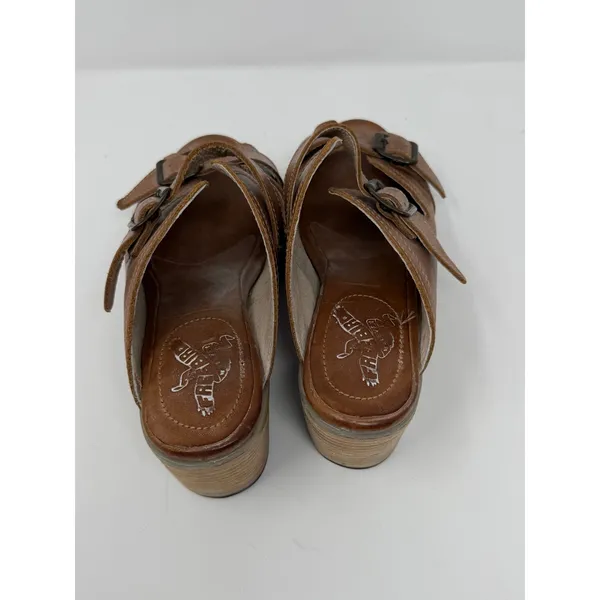 Freebird Caprice Leather Buckle Slide Mule Sandal Cognac Brown Boho Women Size 8 - Image 4