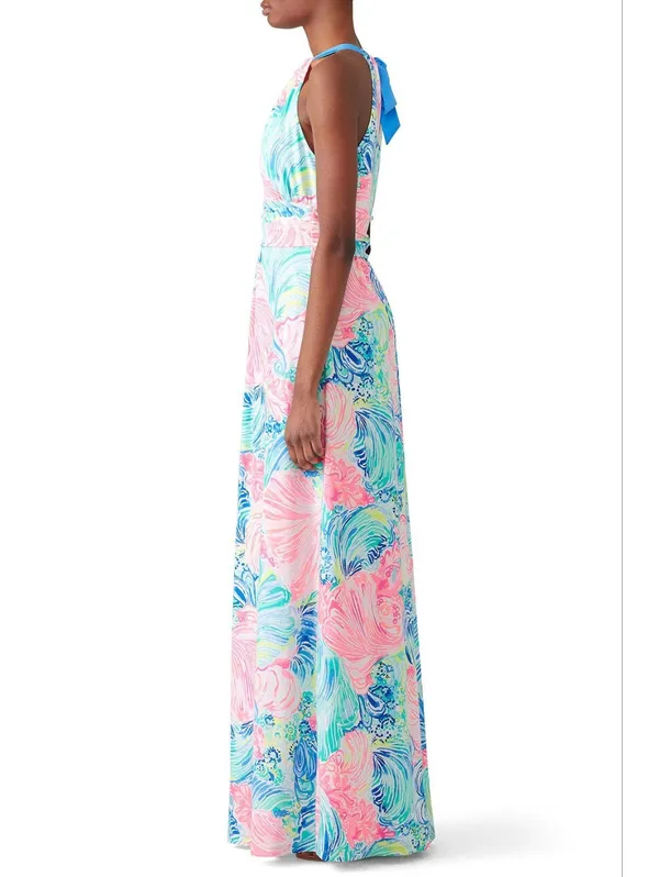 NWT Lilly Pulitzer Martina Maxi in Beach Please Tie Halter Neck Jersey Dress S - Image 2