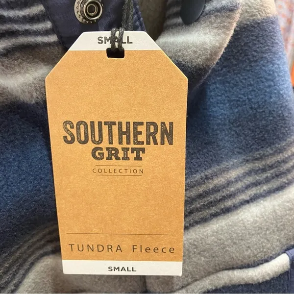Southern Grit Tundra Fleece‎ Pullover Snap Striped Blue Grey Southwestern Womens - Image 12