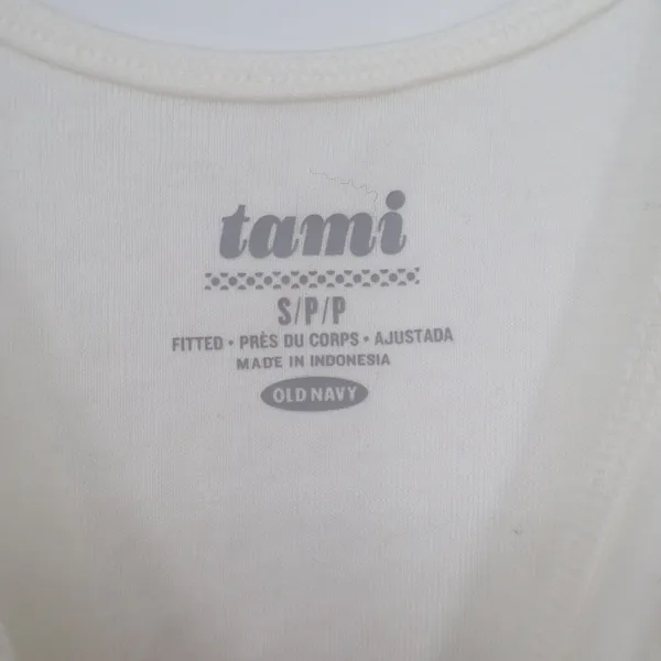 Old Navy Tami Tank Top Womens Small Off White Fitted Cotton Modal Stretch Scoop - Image 2