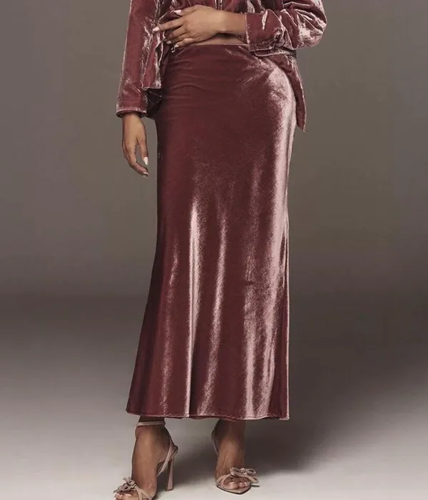 Anthropologie The Tilda Maxi Slip Skirt: Velvet Edition, Size XXS - Image 3