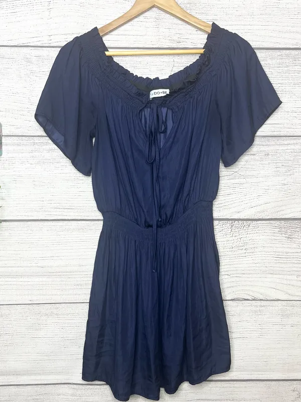 DO+BE Navy Blue Off Shoulder Keyhole Neck Short Sleeve Mini Dress Size Large - Image 9