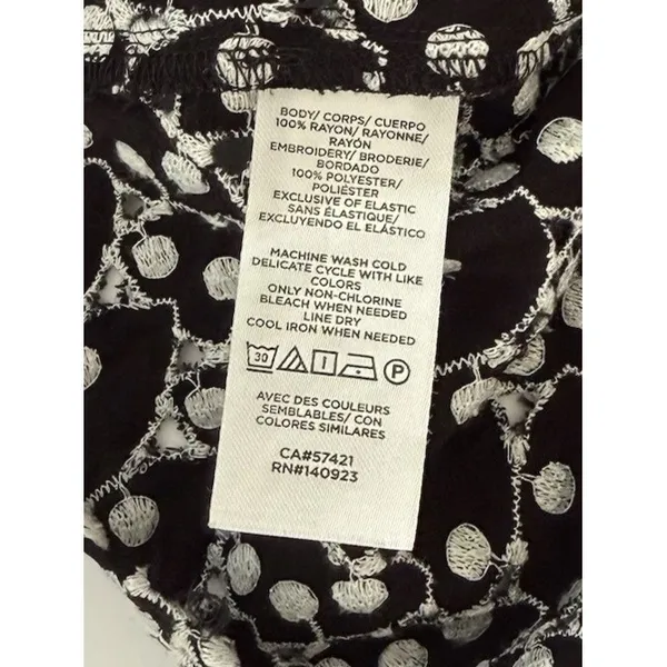 Loft Women's Petite Blouse Black White Size L Polka Dot Boat Neck Short Sleeve Casual - Image 5