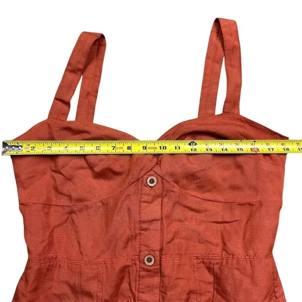 Maeve Women's Linen Twist Front Button-Down Mini Dress Burnt Orange Size L - Image 6