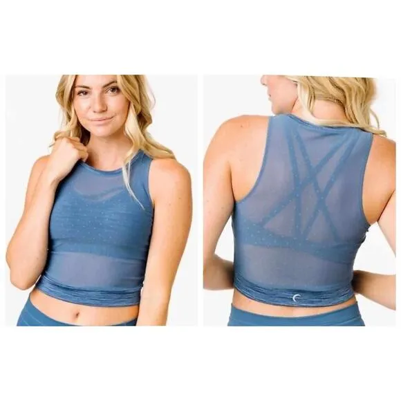 Zyia Active Calm Blue Luxe Mesh Tank Medium - Image 2