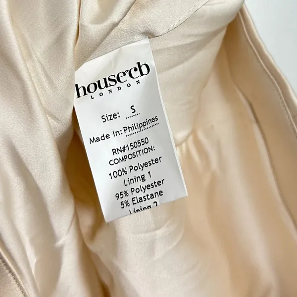 HOUSE OF CB Ariella Satin Crystal Embellished Bow Dress in Ivory Size Small - Image 12