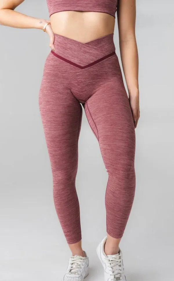 Balance Athletica Vitality Daydream V Crossover Blackberry Rose Leggings - Image 2