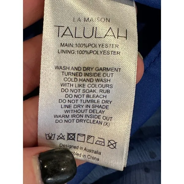 La Maison Talulah Dress Womens Small‎ Blue And Black Polka Dot Sorrento Midi - Image 15