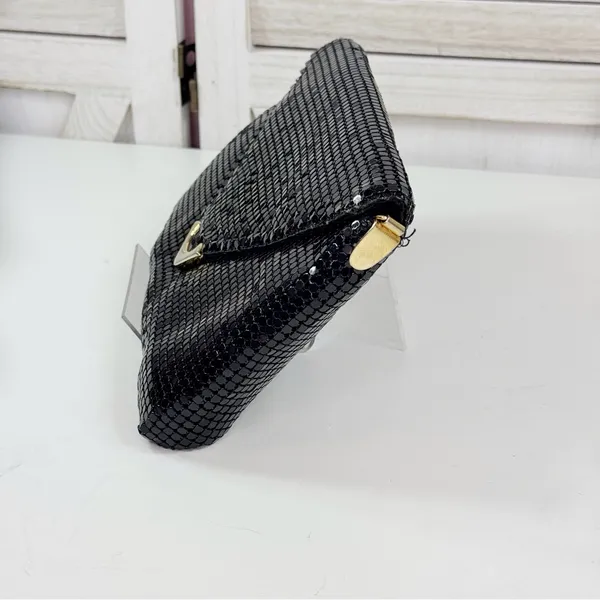 Mesh Chainmail Envelope‎ Clutch Bag Black Evening Party - Image 2