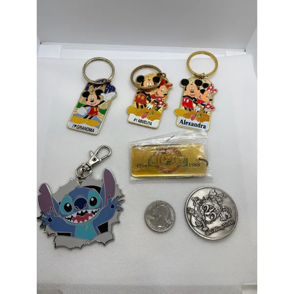 Disney Keychain Coin Lot Stitch Mickey‎ Minnie 60th 25th Anniversary Abuelita - Image 8