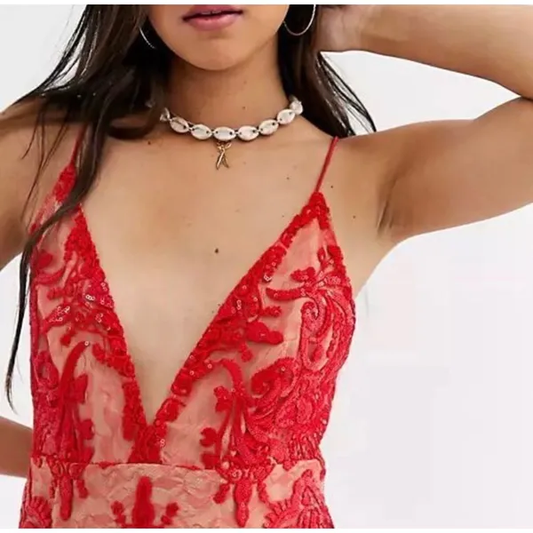 Free People Night Shimmers‎ Sequin Mini Dress Red Sz 2 NWT - Image 5