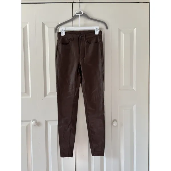 Free People Brown Faux Leather Skinny Pants 27 - Image 2