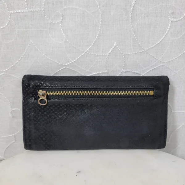 See By Chloe Checkbook Wallet 7.25" Black Soft Embossed Leather Bi-Fold Clutch - Image 7