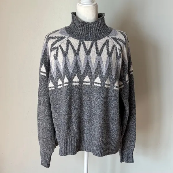 Badgley Mischka Fair Isle Turtleneck Sweater Size L - Image 4