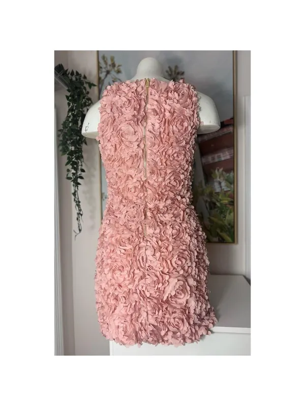 River Island Pink 3D Floral Mini Dress XS Petal Textured Bodycon Party - Image 6