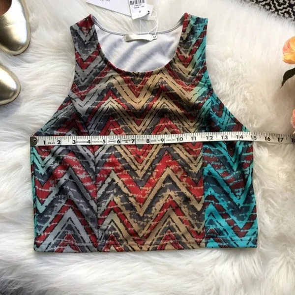 Lovers + Friends Aztec Crop Top NWT Rust Aqua - Image 4