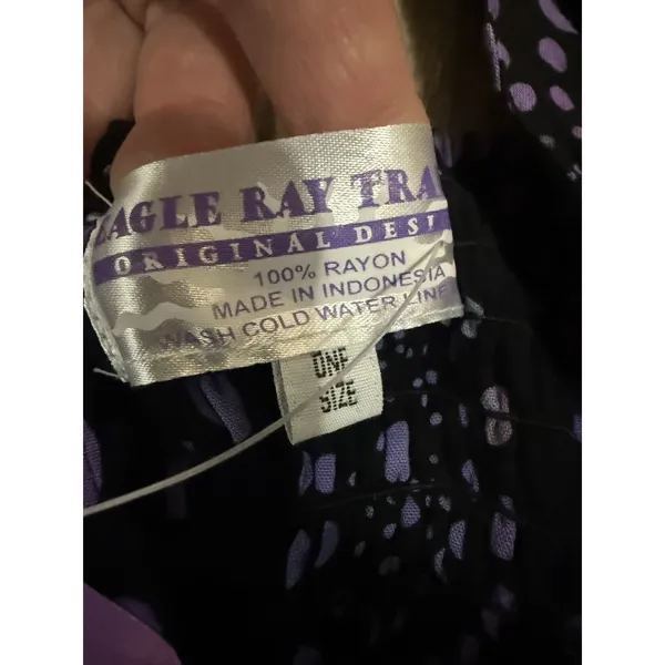 Eagle Ray Traders Ofsa Purple Rayon Romper Batik India Size XL - Image 6