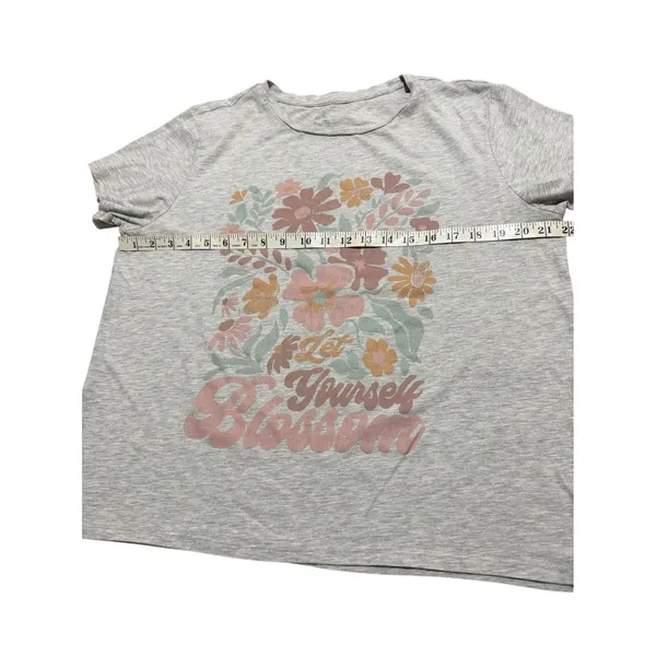 Let Yourself Blossom Floral Graphic T-Shirt‎ Heather Grey Short Sleeve XL - Image 3
