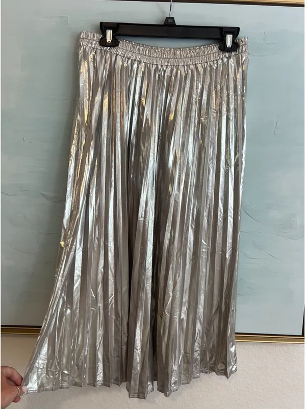 Silver pleated maxi skirt Size L - Image 2