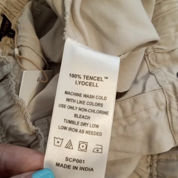Quince Vintage Wash Tensel Drawstring Cargo Womens Pants Shale Color Sz Large - Image 6