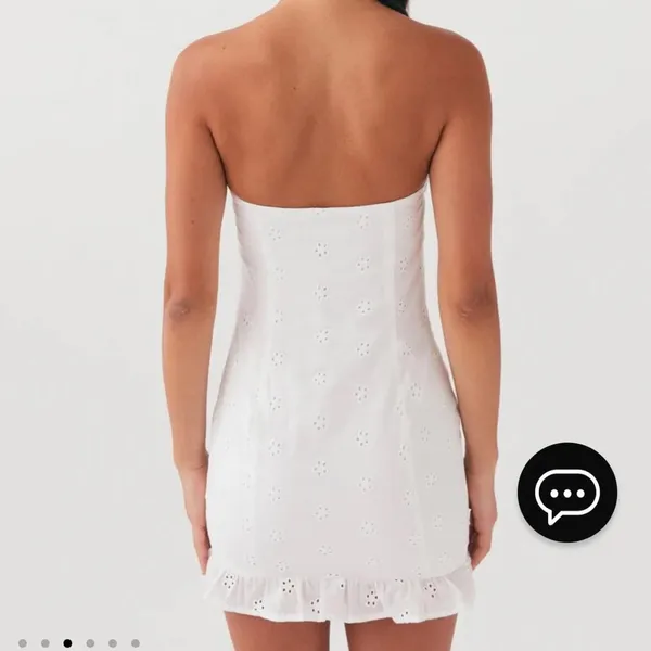 Peppermayo White Strapless Dress with Black Bow - Image 3
