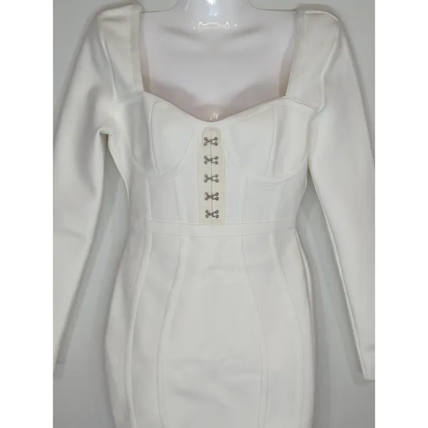 Band of Stars Bodycon Dress‎ White Sweetheart Neck Party Cocktail NWT - Image 3