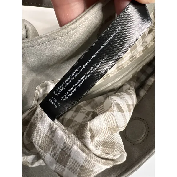 Anthropologie Crossbody Tote Bag Grey Gingham Lining Adjustable Strap Handbag - Image 4