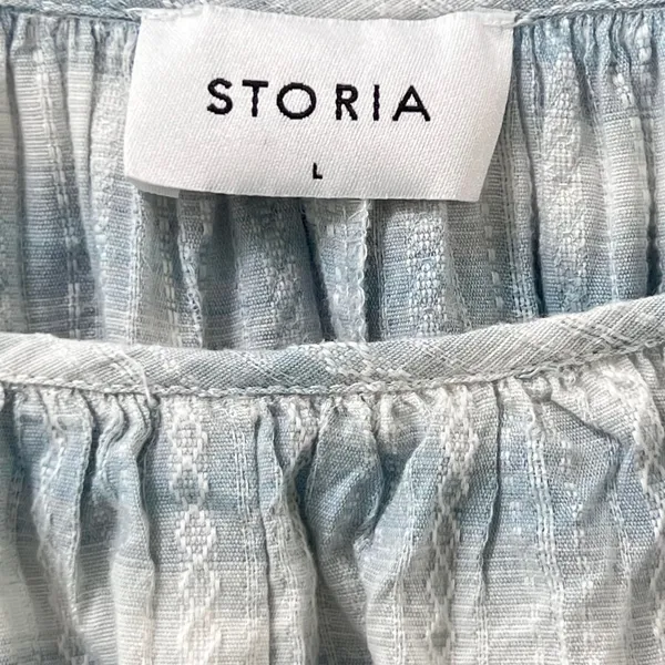 Storia Boho Cottagecore Plaid Ruffle Hem Sundress‎ Women Large Light Blue Cotton - Image 8