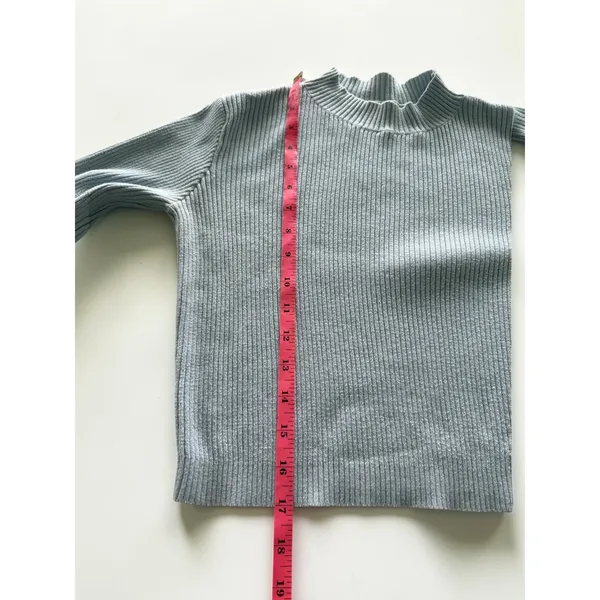 John Galt Light Blue Ribbed Mock Neck Cropped Sweater Long Sleeve‎ One Size - Image 6