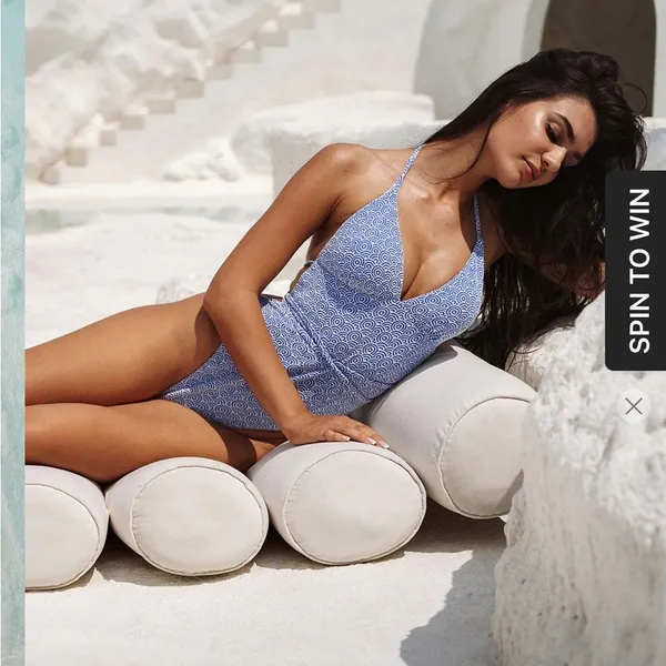 Berlook Blue Jacquard Halter One-Piece Swimsuit - Image 5