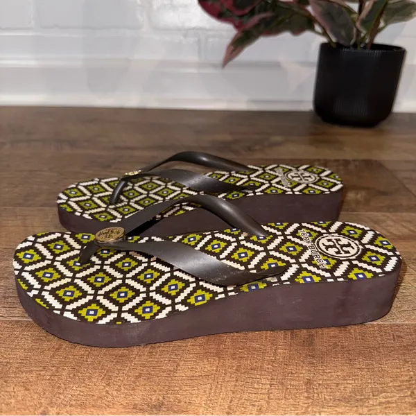 Tory Burch Platform Patterned Flip Flops - Image 4