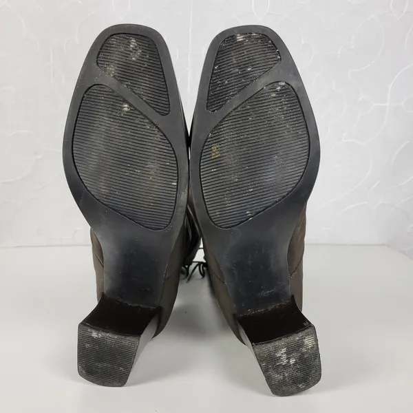 Vintage Toe Warmers Canada T03639 Winter Boots Sz 9 Brown Nylon Side Zip Lace Up - Image 8