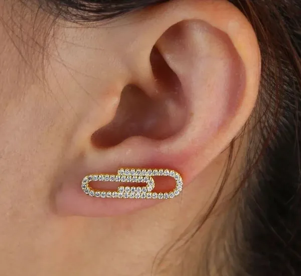 Gold filled paper clip earrings - Image 2