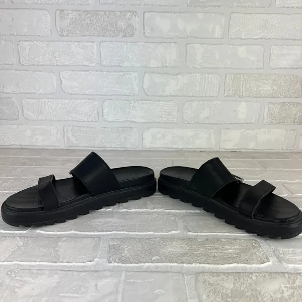 SOREL Roaming Buckle Sandals Womens 7.5 Black Platform Double Strap Slip On - Image 13