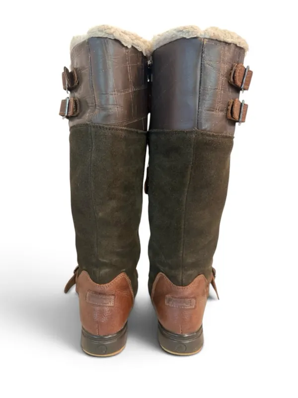 Pajar Knee High Buckle Boots Brown Leather Suede Cozy Winter Boots Size 8-8.5 - Image 2